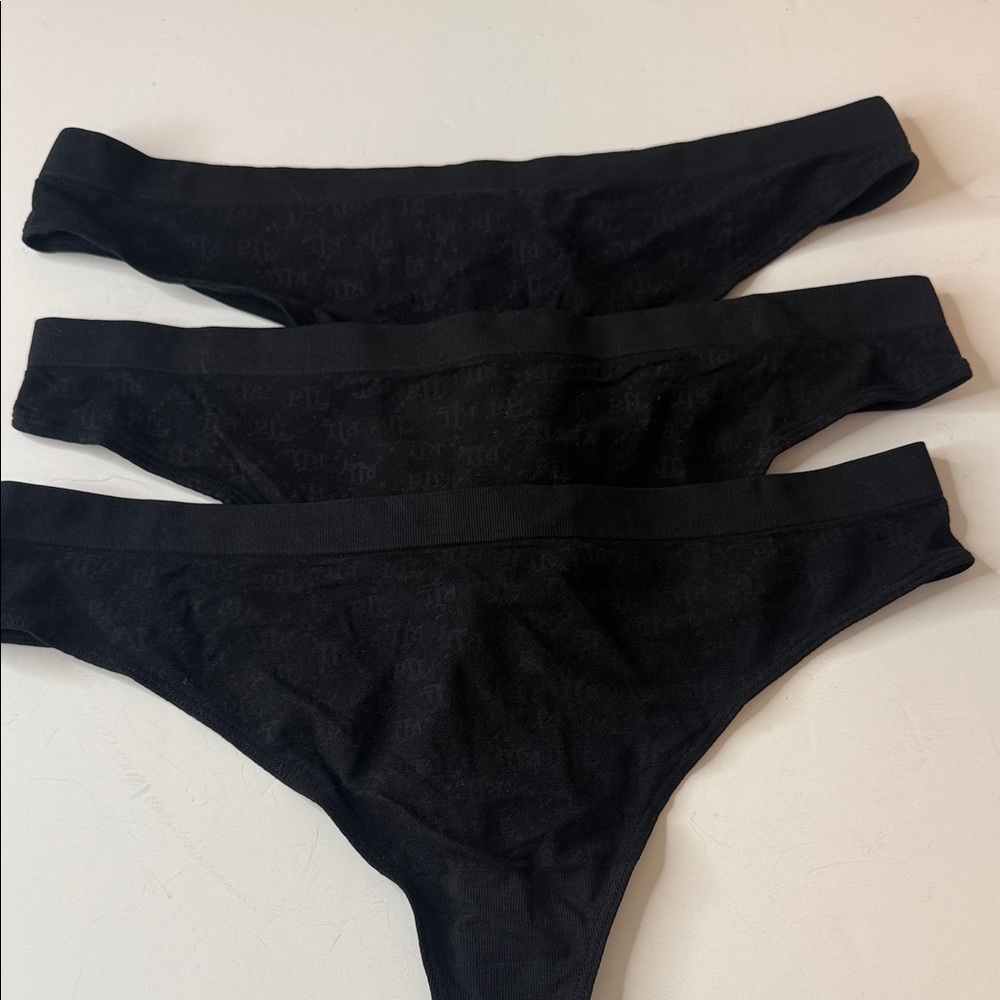 Lauren Ralph Lauren Thong Panties Black 3 Pairs Size Large / 7